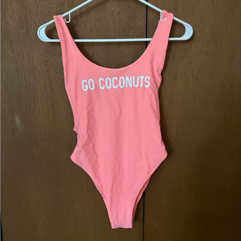 Aerie Pink Bodysuit One Piece with Scoop Neckline Size Small